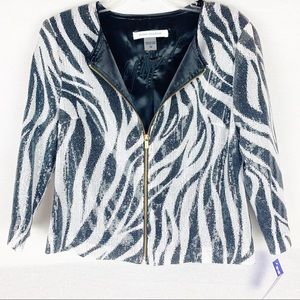 Peter Nygard Zebra Sequined Size 10 3/4 Jacket